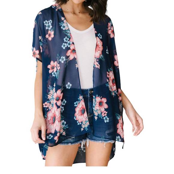 NEW AND THE WHY wildflower kimono in blue - Picture 1 of 3